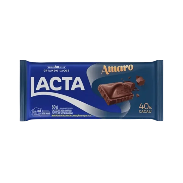 Chocolate Lacta Amaro Meio Amargo 40% Cacau 80g