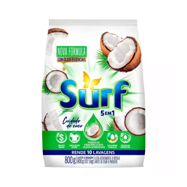 Lava-Roupas Pó Cuidado do coco Surf 800g